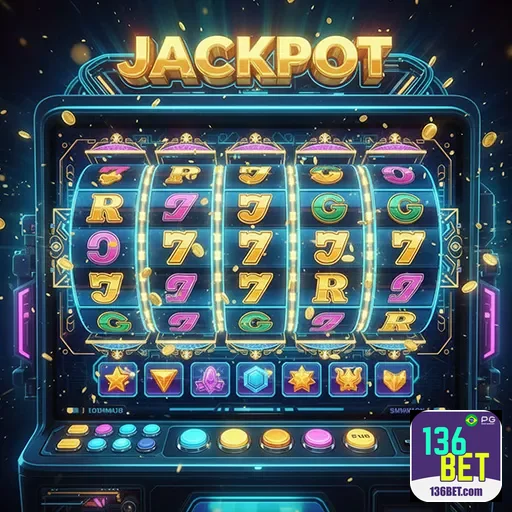 Imagem de uma máquina caça-níqueis no site 136bet, destaque para jogos de slots emocionantes